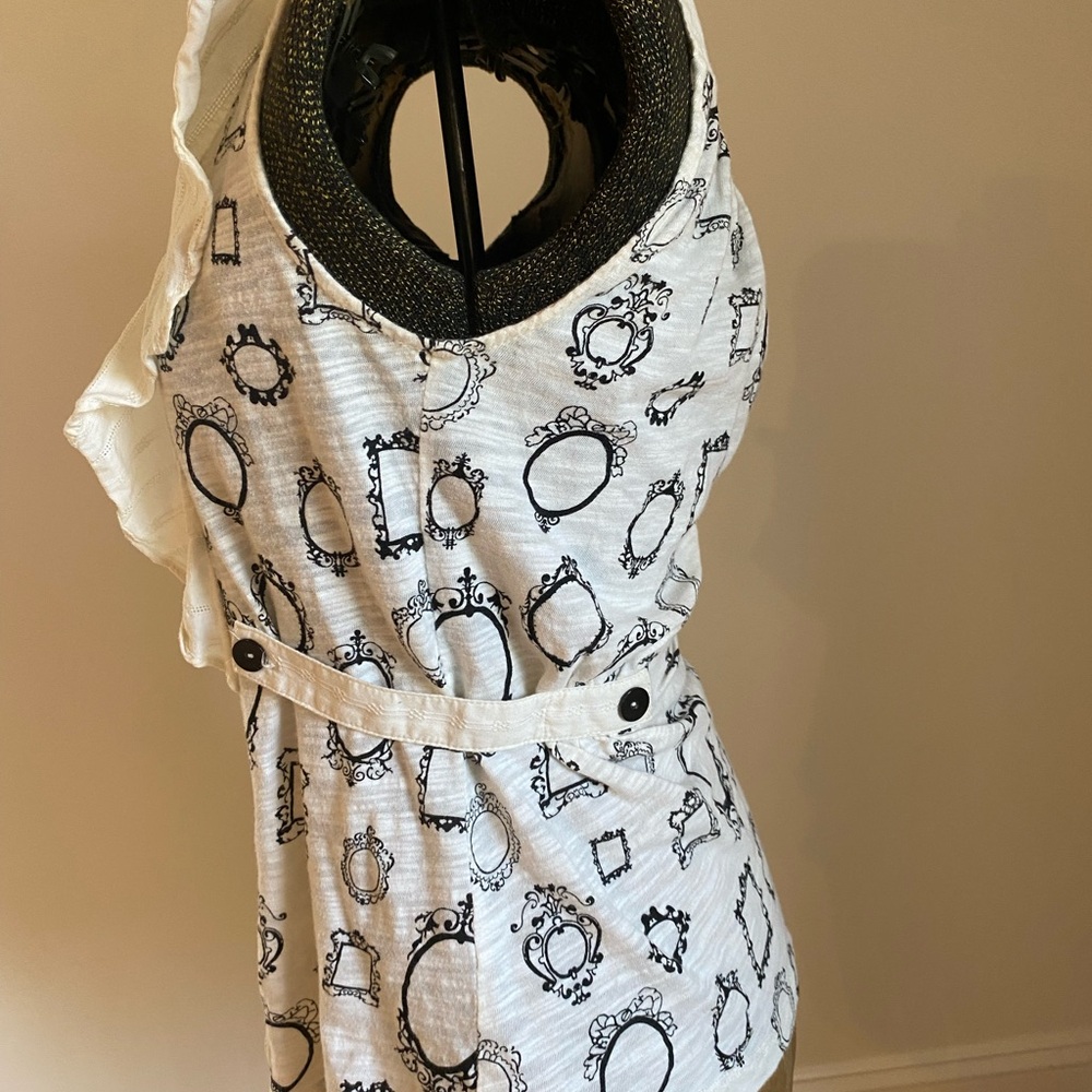 Whimsical Anthro White and Black Top - Picture 3 of 5